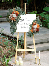 Burnt Orange Artificial Wedding Arch Flowers Set Two Swags