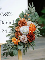 Burnt Orange Artificial Wedding Arch Flowers Set Two Swags