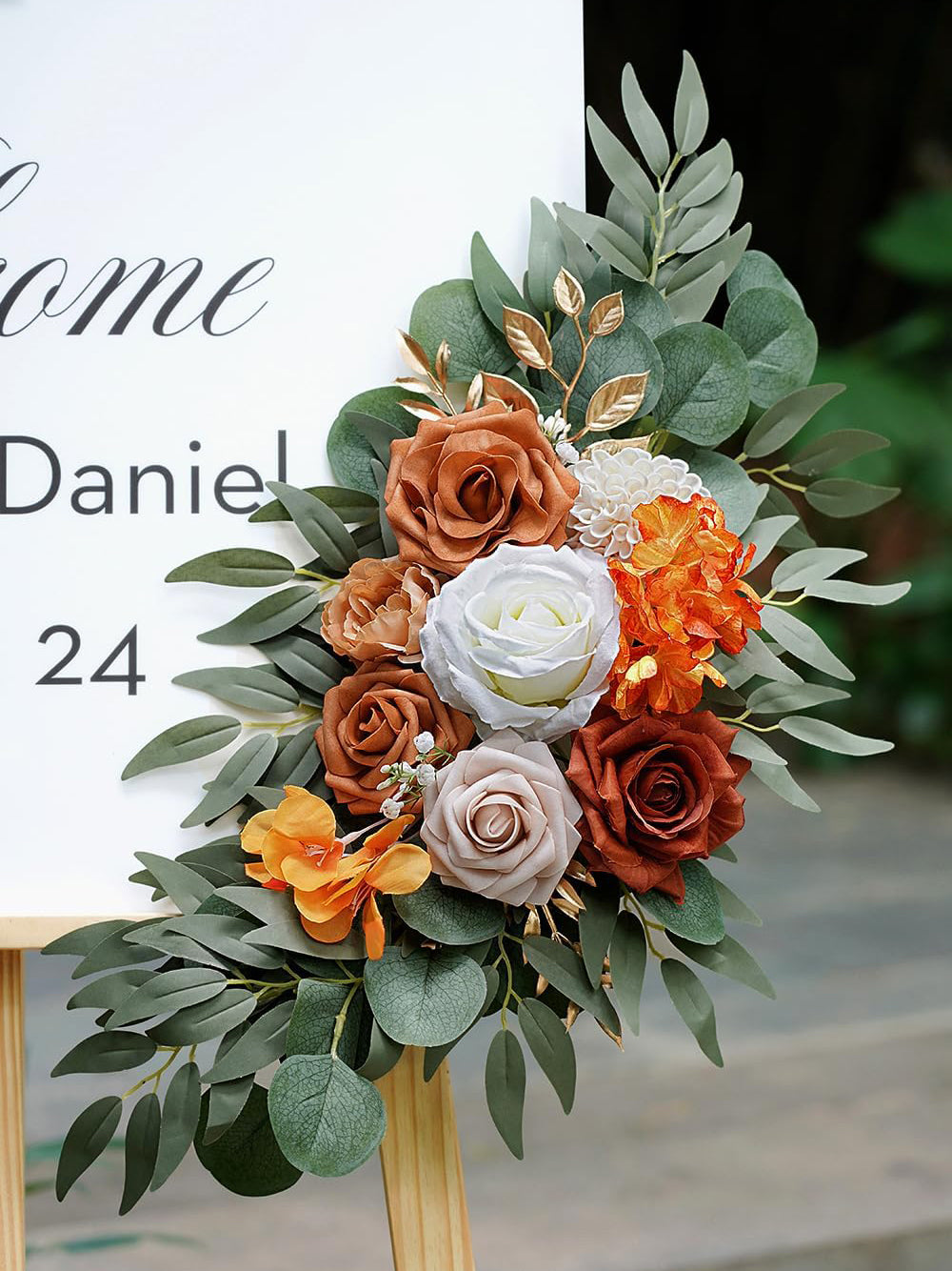 Burnt Orange Artificial Wedding Arch Flowers Set Two Swags