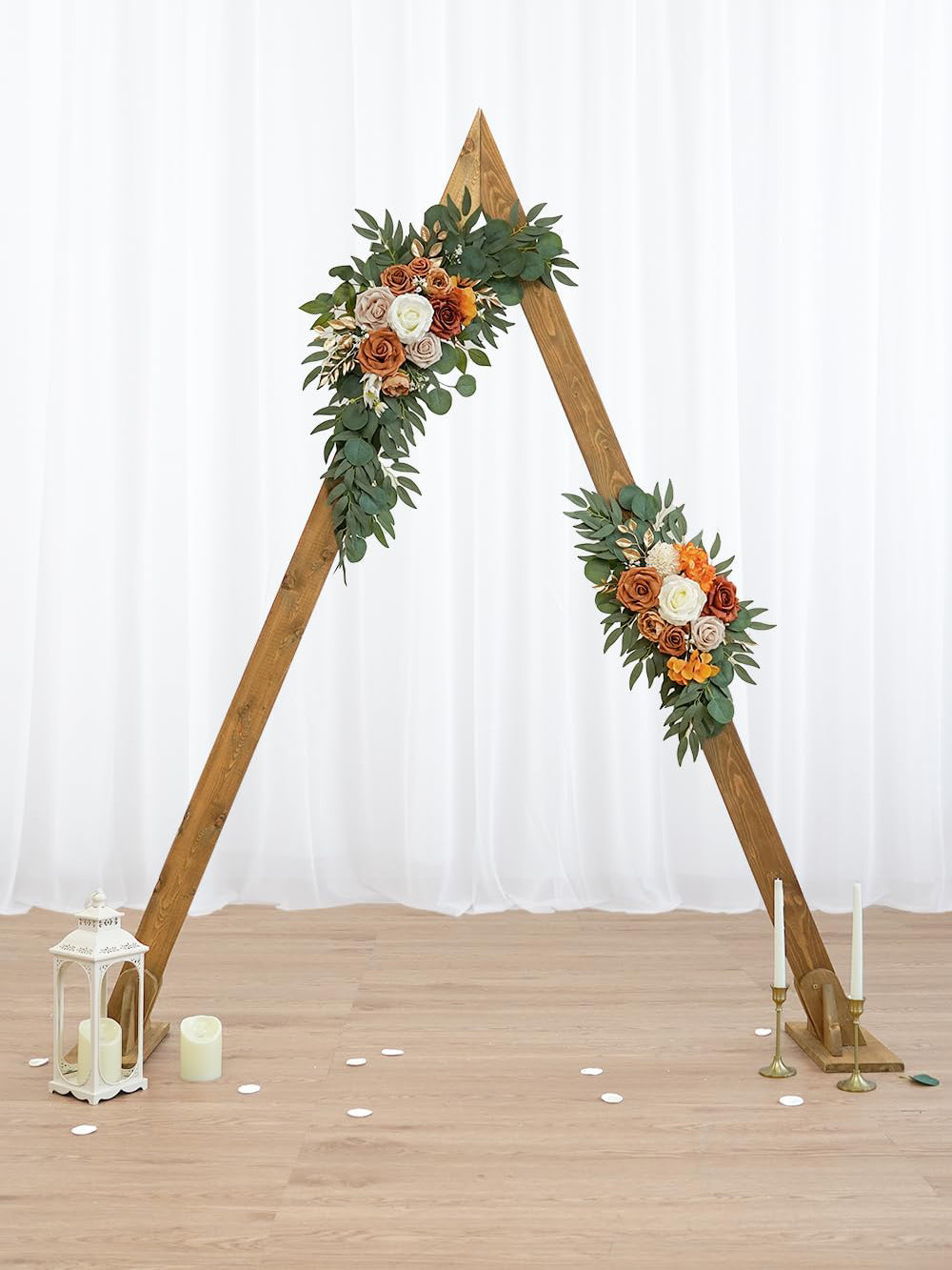 Burnt Orange Artificial Wedding Arch Flowers Set Two Swags