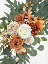 Burnt Orange Artificial Wedding Arch Flowers Set Two Swags