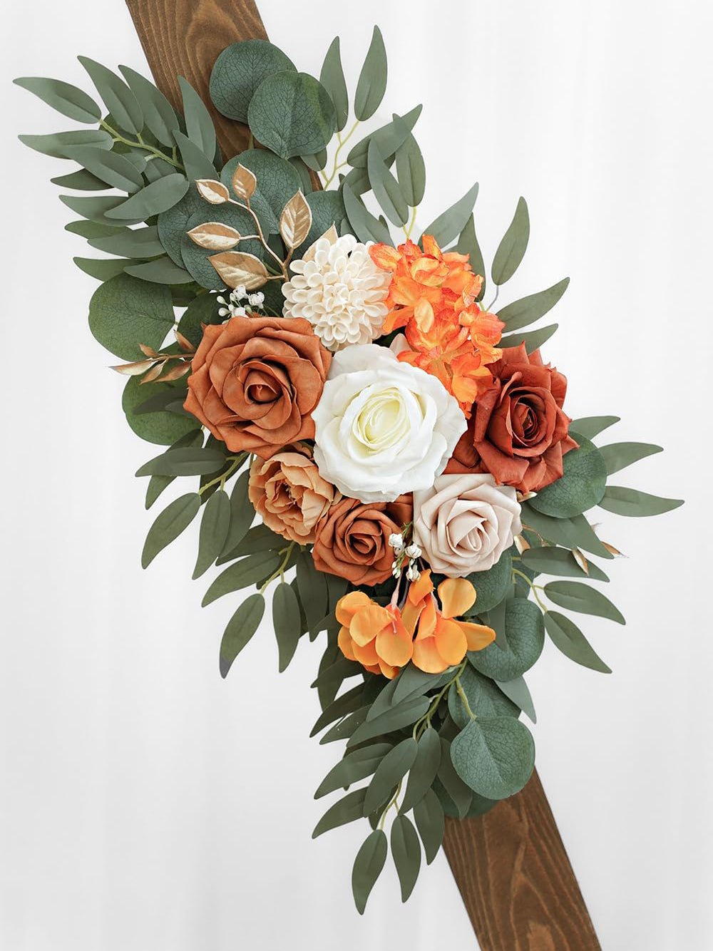 Burnt Orange Artificial Wedding Arch Flowers Set Two Swags