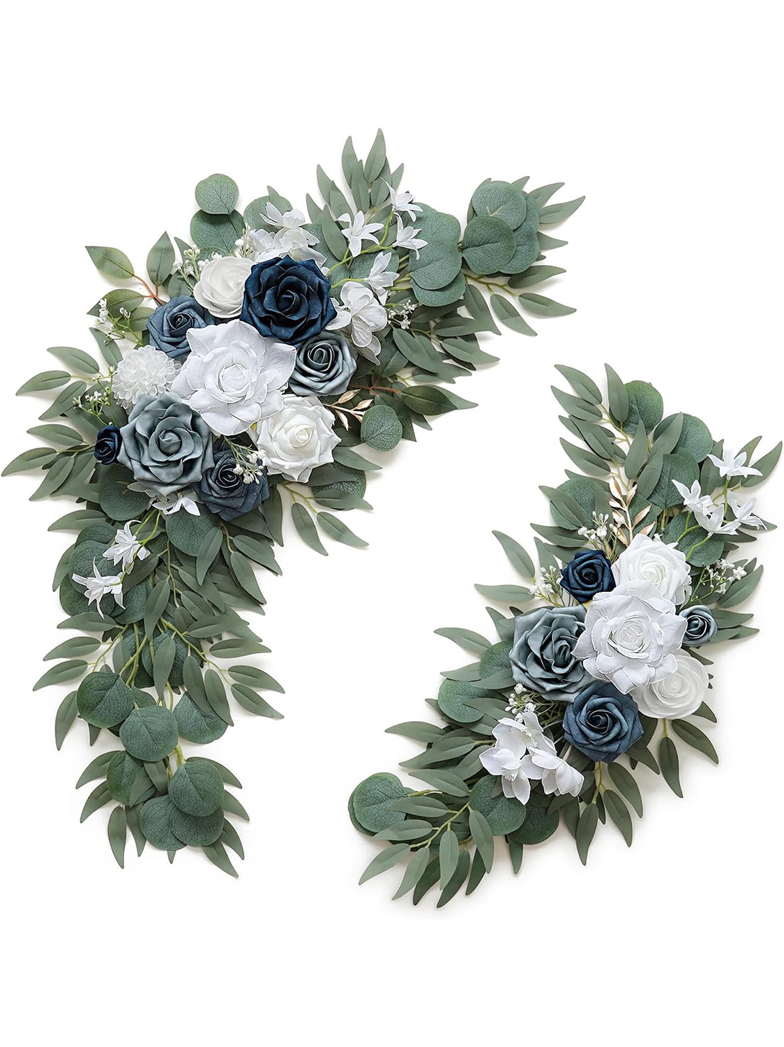 Dusty Blue Wedding Arch Flower Swag Set of 2 35/25 Inch Welcome Signs