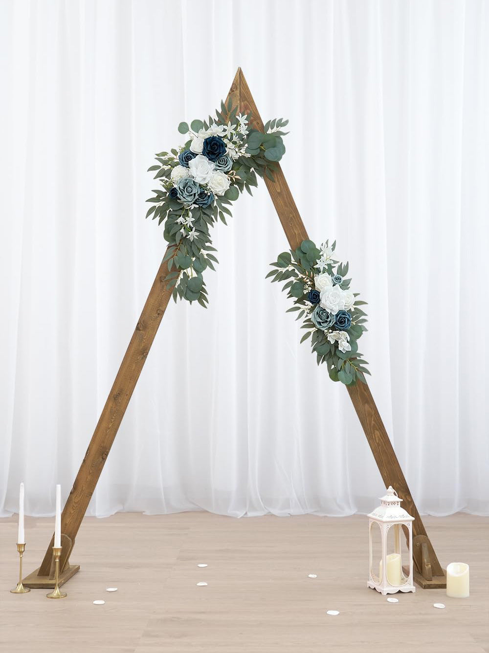 Dusty Blue Wedding Arch Flower Swag Set of 2 35/25 Inch Welcome Signs