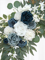 Dusty Blue Wedding Arch Flower Swag Set of 2 35/25 Inch Welcome Signs