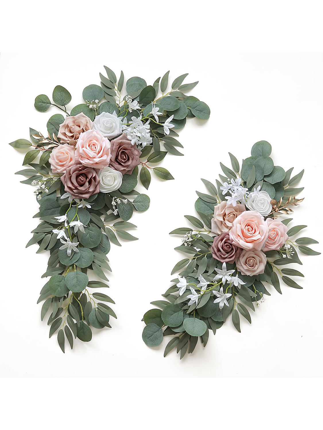 Dusty Rose Artificial Wedding Arch Swag Set of 2 35/25 Inch Decor