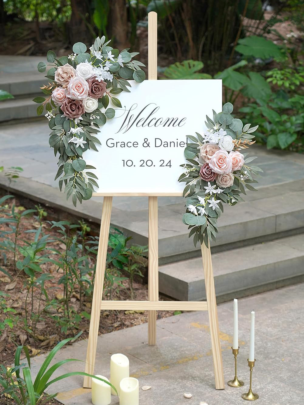 Dusty Rose Artificial Wedding Arch Swag Set of 2 35/25 Inch Decor