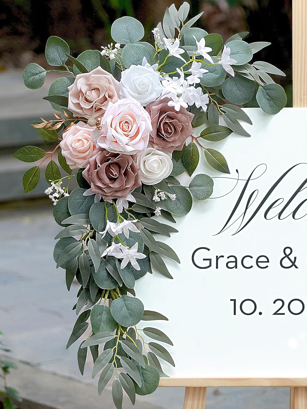 Dusty Rose Artificial Wedding Arch Swag Set of 2 35/25 Inch Decor