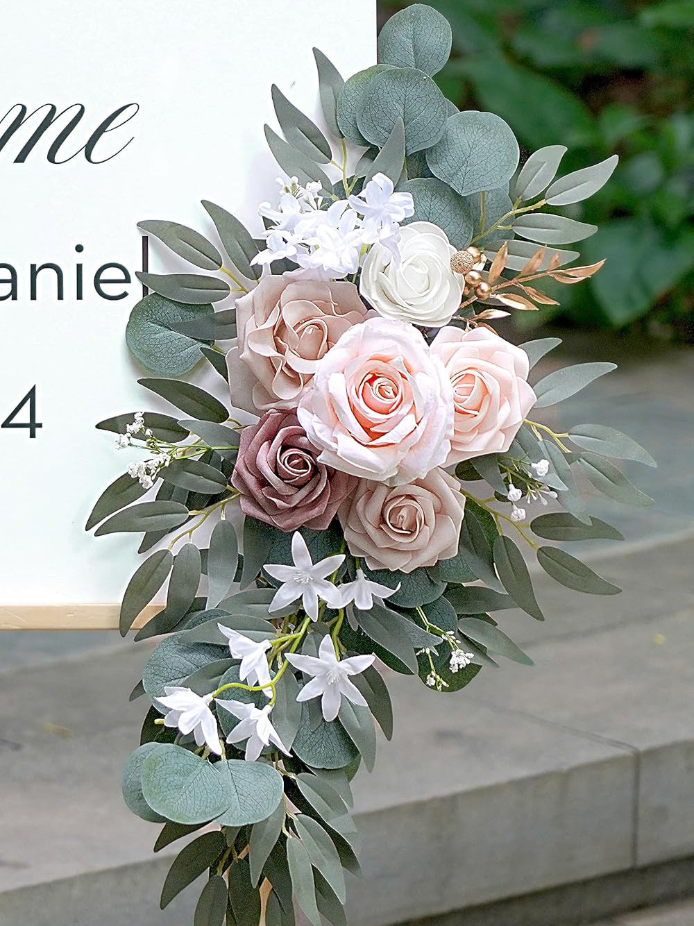 Dusty Rose Artificial Wedding Arch Swag Set of 2 35/25 Inch Decor