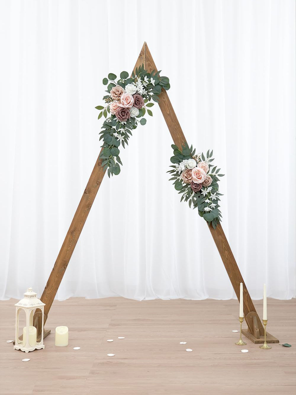 Dusty Rose Artificial Wedding Arch Swag Set of 2 35/25 Inch Decor