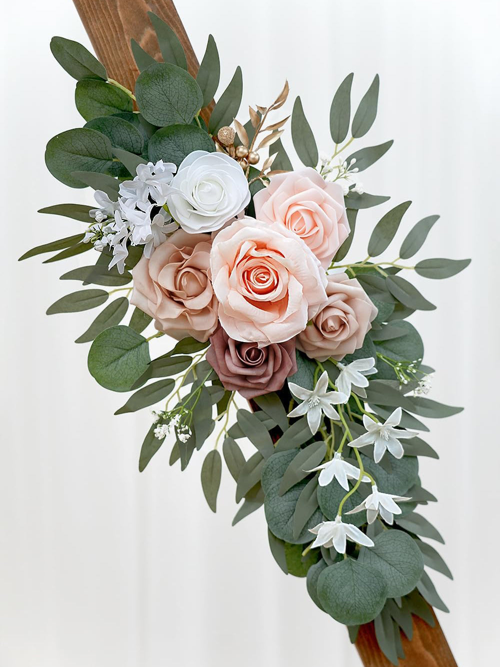 Dusty Rose Artificial Wedding Arch Swag Set of 2 35/25 Inch Decor