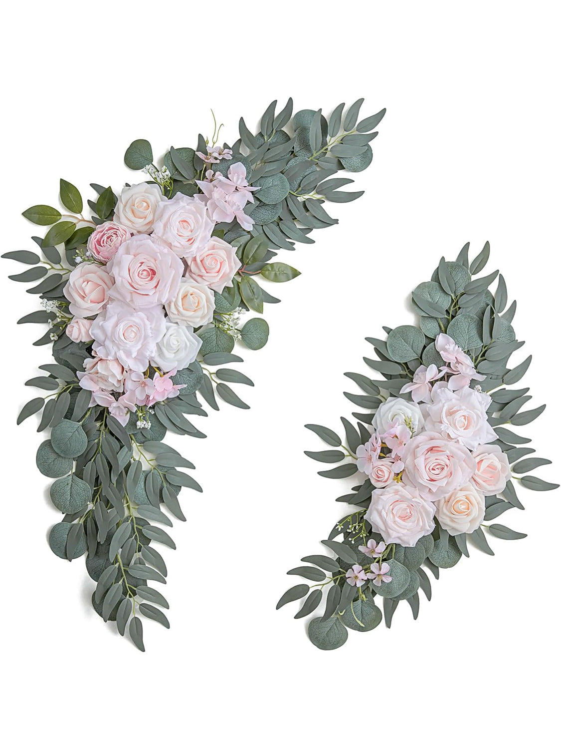 Pink Ivory Wedding Arch Artificial Flower Swag Set For Floral Decor Set of 2 35/25 Inch