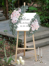 Pink Ivory Wedding Arch Artificial Flower Swag Set For Floral Decor Set of 2 35/25 Inch