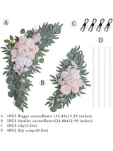 Pink Ivory Wedding Arch Artificial Flower Swag Set For Floral Decor Set of 2 35/25 Inch