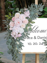 Pink Ivory Wedding Arch Artificial Flower Swag Set For Floral Decor Set of 2 35/25 Inch