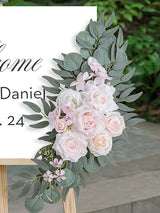 Pink Ivory Wedding Arch Artificial Flower Swag Set For Floral Decor Set of 2 35/25 Inch