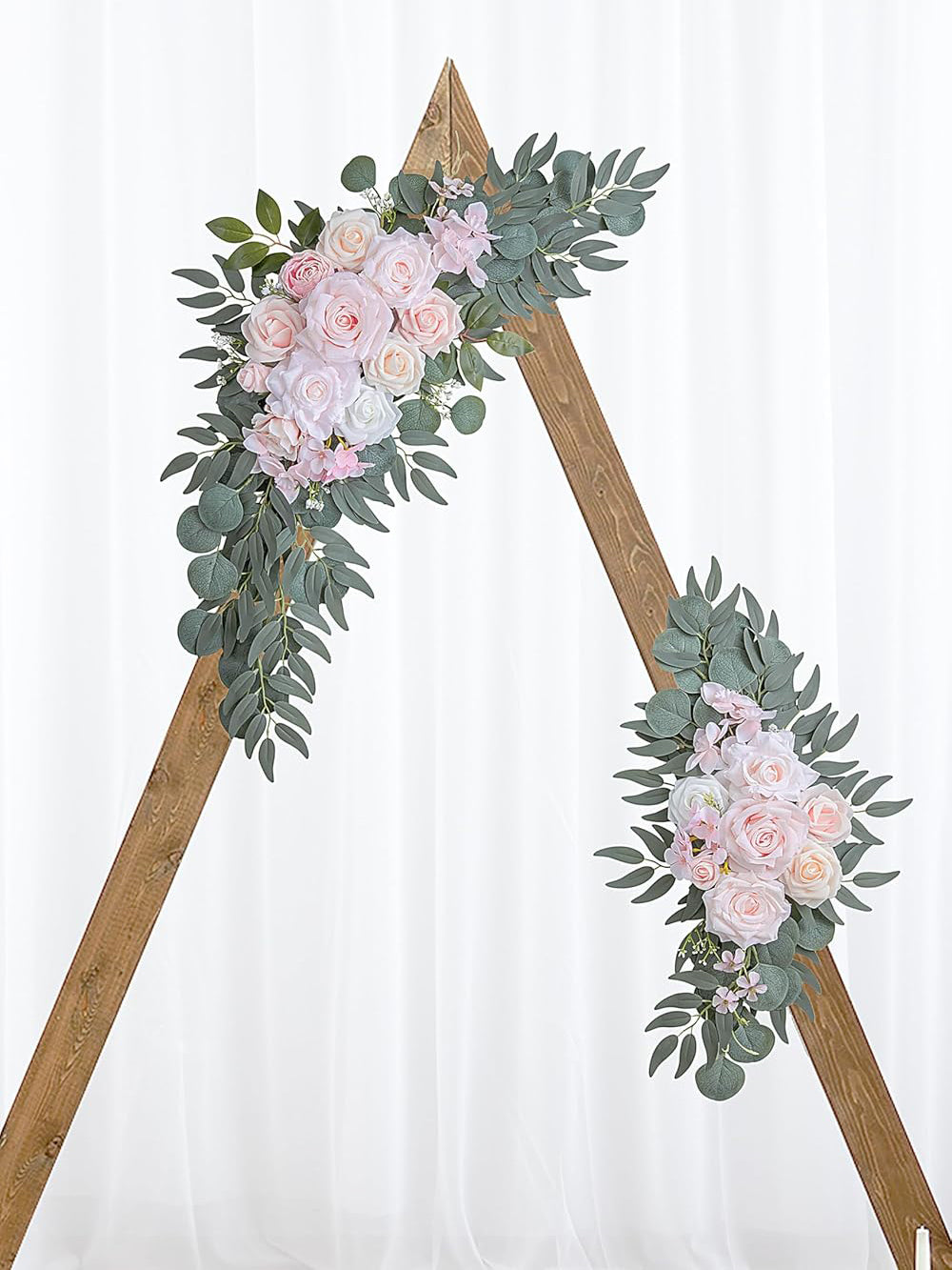 Pink Ivory Wedding Arch Artificial Flower Swag Set For Floral Decor Set of 2 35/25 Inch