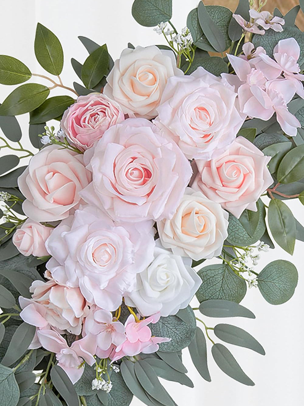 Pink Ivory Wedding Arch Artificial Flower Swag Set For Floral Decor Set of 2 35/25 Inch
