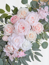 Pink Ivory Wedding Arch Artificial Flower Swag Set For Floral Decor Set of 2 35/25 Inch