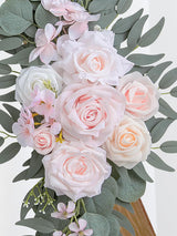 Pink Ivory Wedding Arch Artificial Flower Swag Set For Floral Decor Set of 2 35/25 Inch