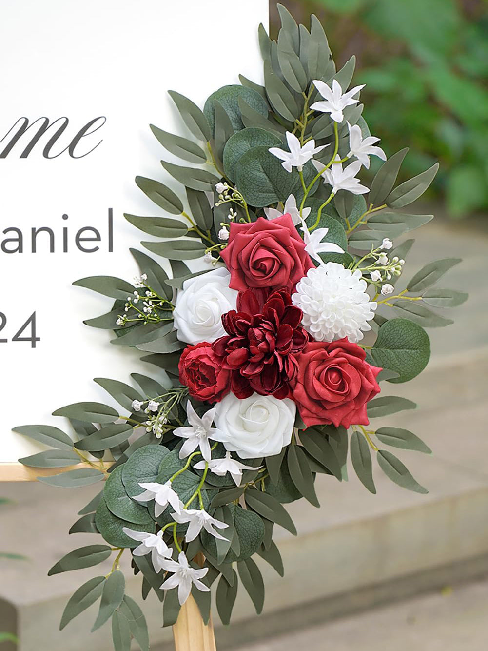 Red and White Wedding Arch Flower Swag Set for Arches and Welcome Signs