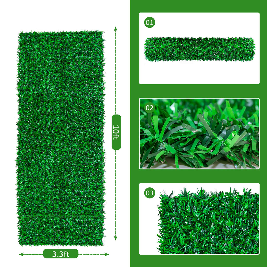 3.3FTx10FT Artificial Green Fence, Strong and Durable Outdoor Fence Waterproof(Green strip)