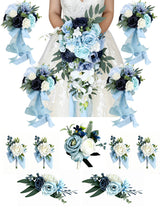 Dusty Blue & Navy Wedding Essentials Bundle — Bridal Party Flowers