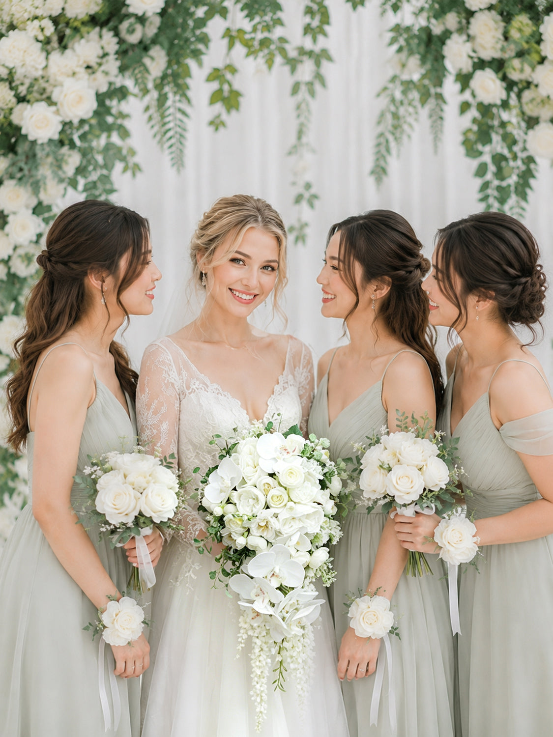 Whites & Green Wedding Essentials Bundle — Bridal Party Flowers