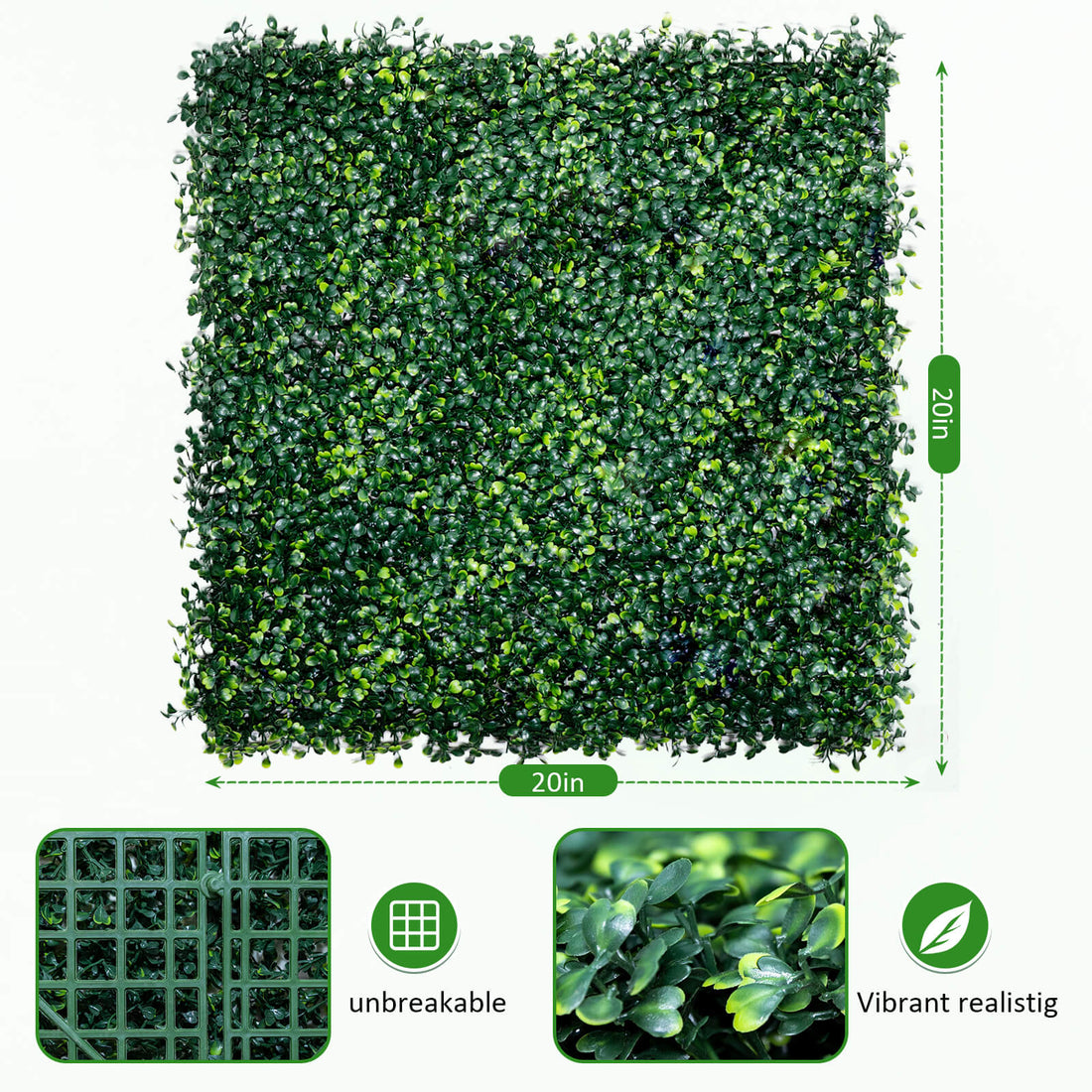 Boxwood Panels, Grass Wall 20"x20"(20pcs), Plant Wall, Grass Backdrop Wall, Privacy Screen, Sun Protected Green Wall Decor