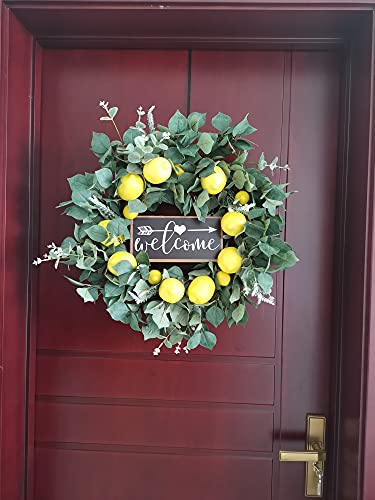 26-Inch Artificial Lemon Wreath with Eucalyptus Leaves