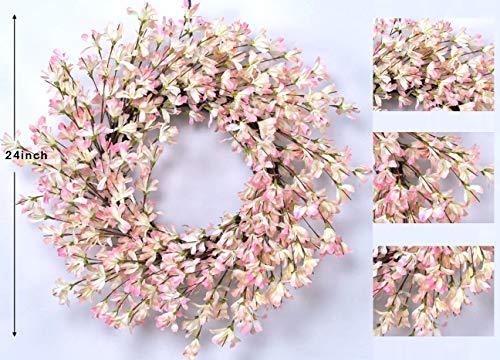 Seamless Spring to Summer: 24-Inch Pink Forsythia Door Wreath