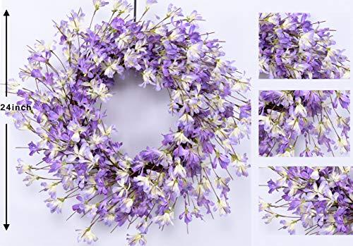 Seamless Spring to Summer: 24-Inch Lavender and Purple Forsythia Door Wreath - Tokcare Home
