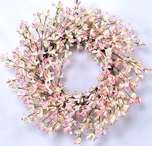 Seamless Spring to Summer: 24-Inch Pink Forsythia Door Wreath - Tokcare Home