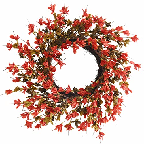 Harvest Splendor: 24-Inch Autumn Blossom Cluster Wreath for Summer and Fall