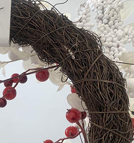 26-Inch Winter White Berry and Mixed White Leaves Front Door Wreath