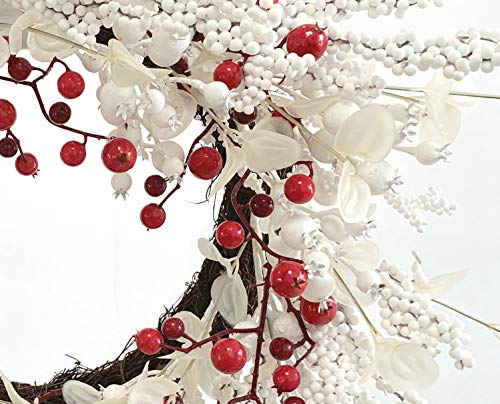 Winter Wonderland: 26-Inch White Berry and Mixed White Leaves Front Door Wreath