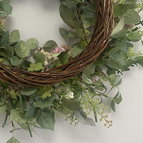 24-Inch Colorful Daisy Artificial Spring Front Door Wreath with Farmhouse Boxwood Leaves