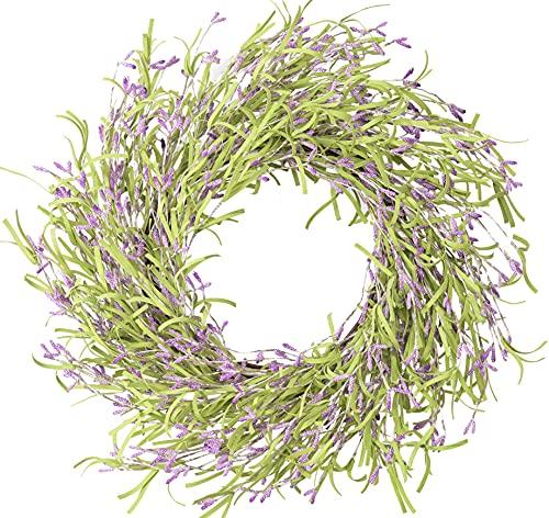 Lavender Elegance: 20-Inch Artificial Eucalyptus Wreath with Purple GrLavender Elegance