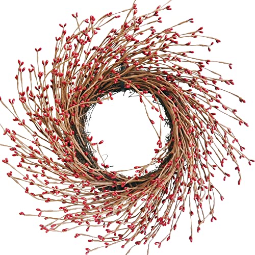 Winter and Christmas Wreath Twig Wreath 18" Red&Burgundy Berry