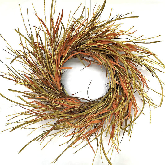 Golden Yellow Harvest Wreath 24 Inch Farmhouse