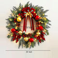 Christmas Wreath with Lights 20 Inch Pre-Lit Christmas Door Wreath for Front Door with Red Plaid Bow and Ball Ornaments - Tokcare Home