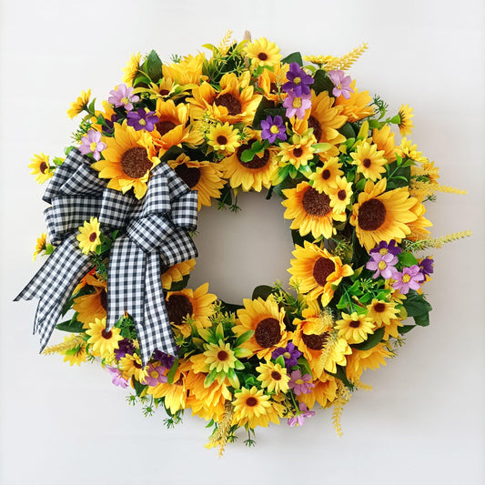 18" Handmade Artificial Sunflower Wreath for Front Door